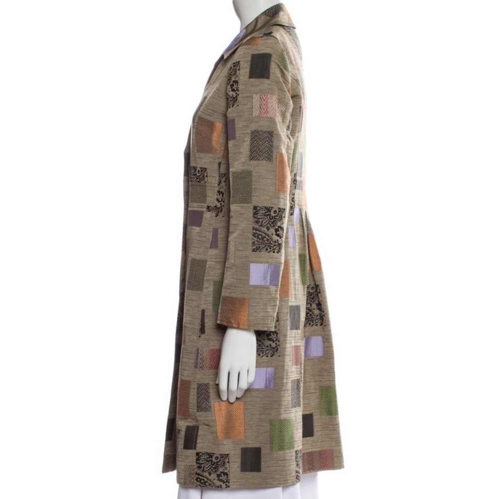 Etro Long Patchwork Silk Blend Designer Coat - image 3